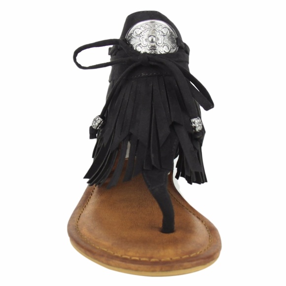 NWT Not Rated Chia Fringe Sandals Black - Picture 4 of 5